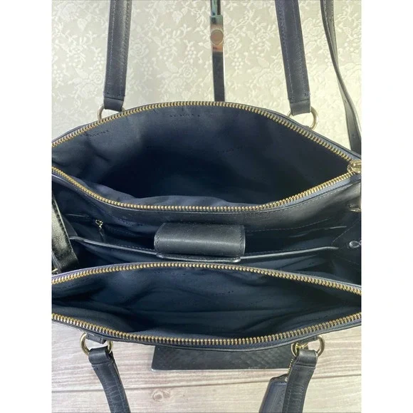 Coach 36879 Stamped Snakeskin Stanton Carryall Navy Leather Handbag - Picture 10 of 17